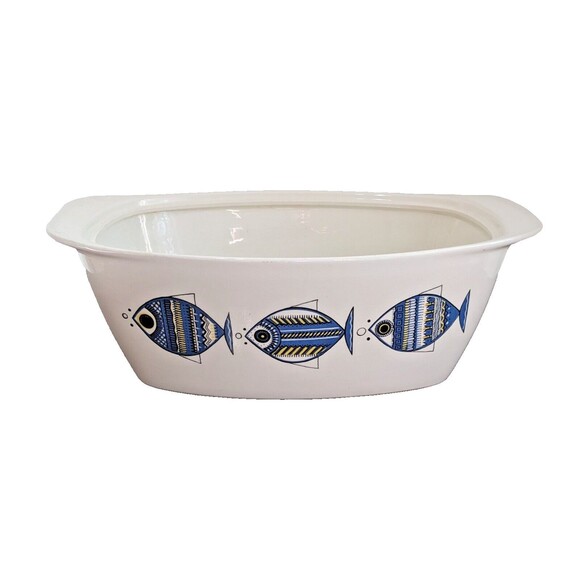 Vintage 60s Villeroy & Boch Viking Fish Casserole Dish MCM Luxembourg 12" NO LID